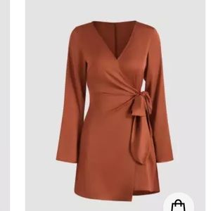 Cider brand burnt orange satin dress in size large